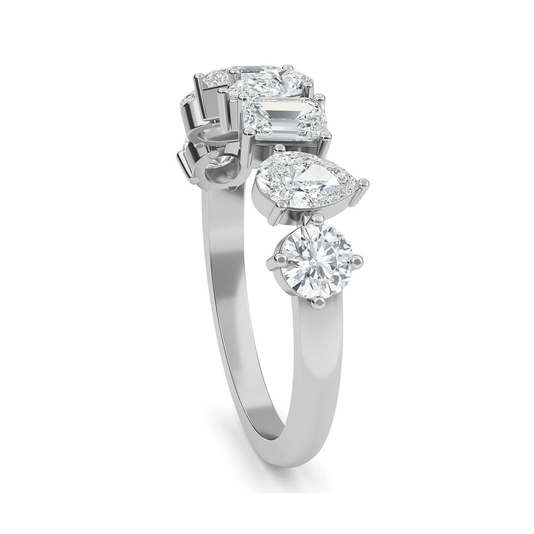 18K White Gold And Diamond Mixlet Ring- 0.54 CT - Gemaee UAE