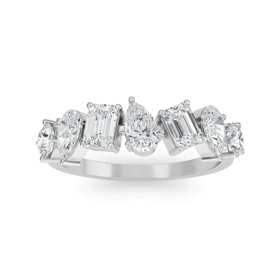 18K White Gold And Diamond Mixlet Ring- 0.98 CT - Gemaee UAE