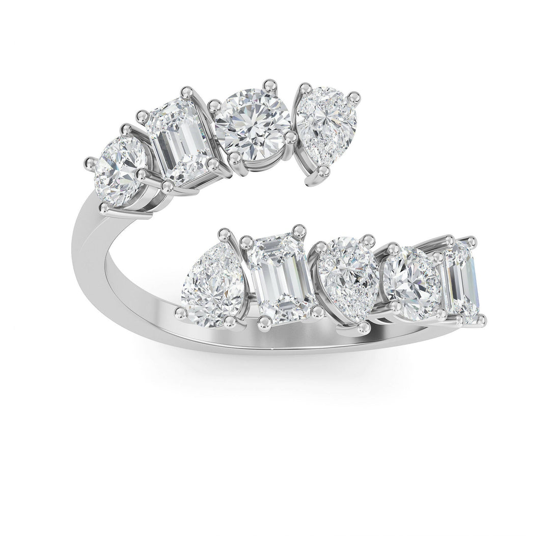 18K White Gold And Diamond Mixlet Ring- 1.54 CT - Gemaee UAE