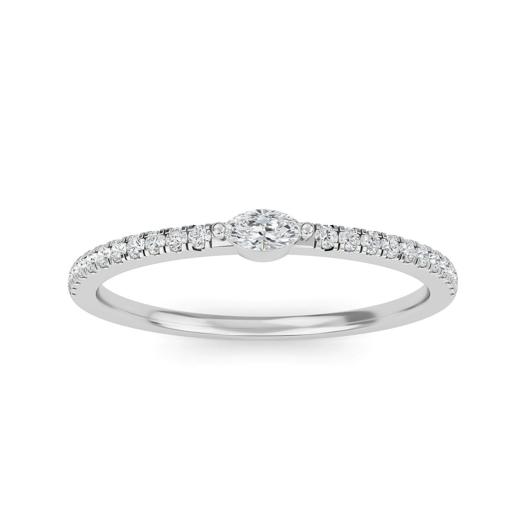 18K White Gold And Diamond The Crown Ring- 0.26 CT - Gemaee UAE