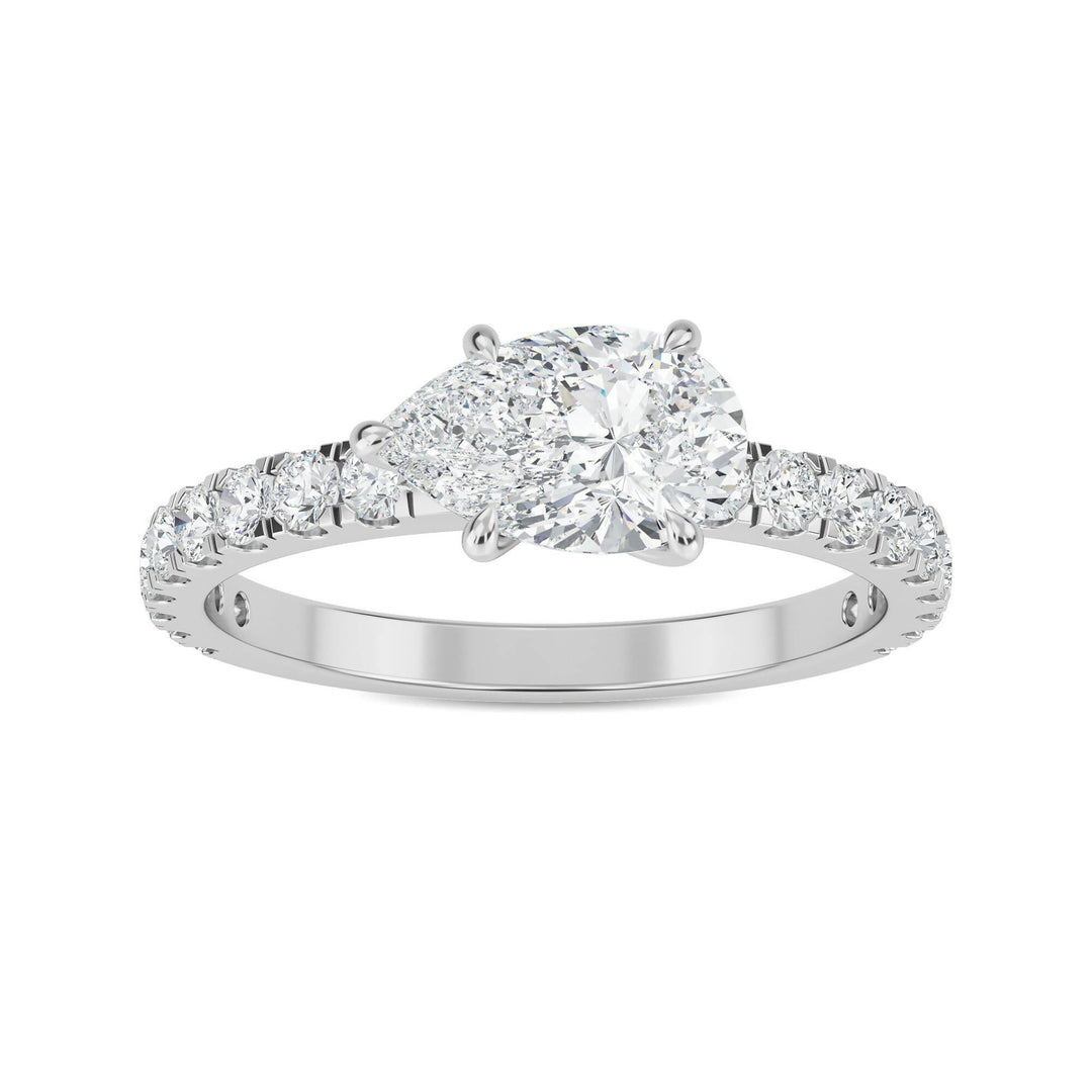 18K White Gold And Diamond The Crown Ring- 0.49 CT - Gemaee UAE