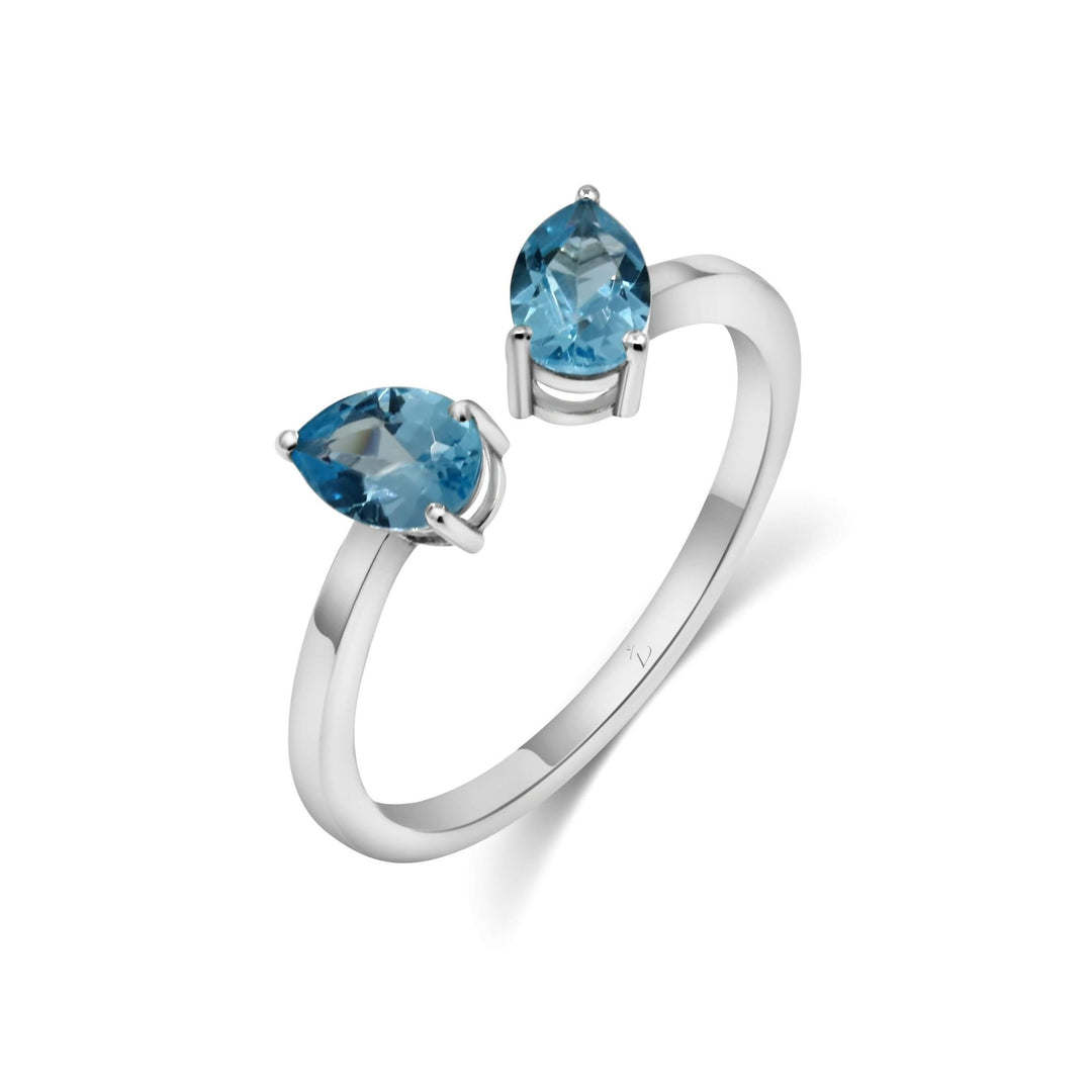 18K WHITE GOLD AQUA BLAZE RING - Gemaee UAE