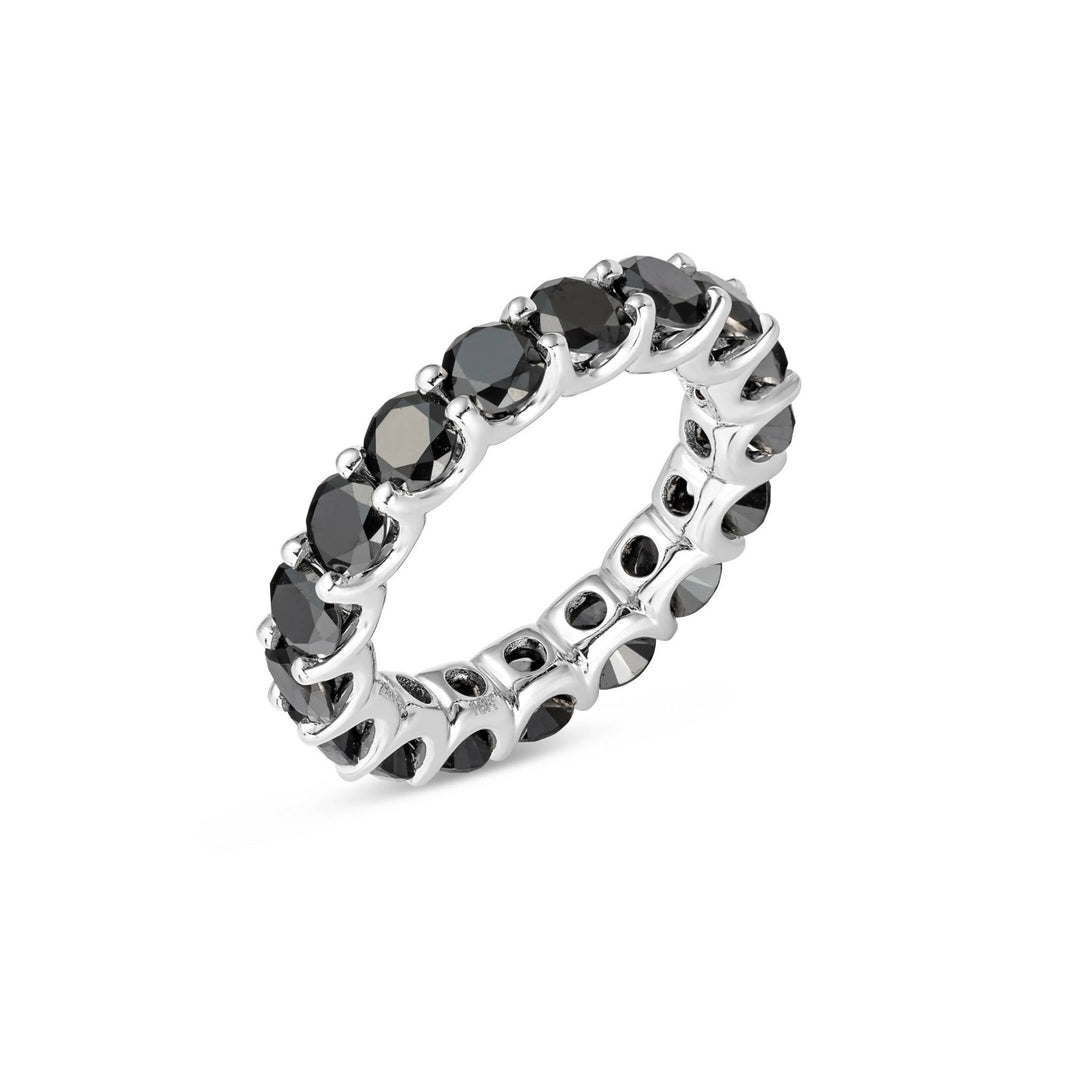 18K White Gold Black Diamond Ring - Gemaee UAE