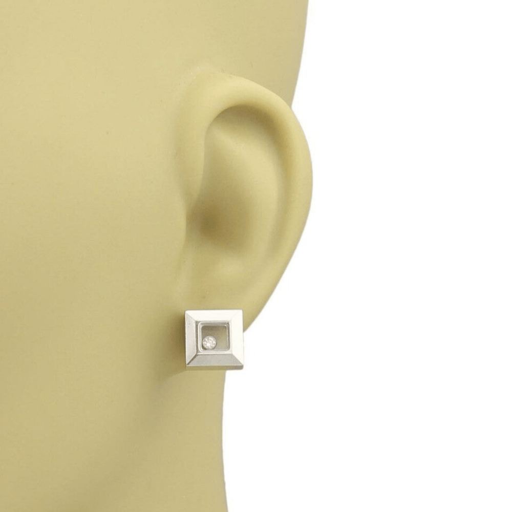 18K White Gold Chopard Happy Diamonds Icons Earrings - Gemaee UAE