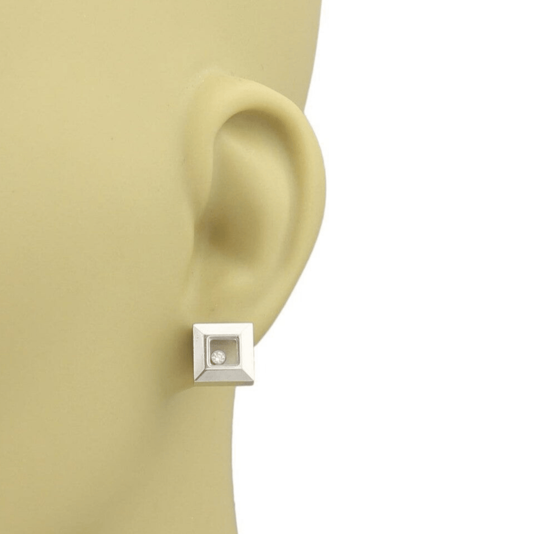 18K White Gold Chopard Happy Diamonds Icons Earrings - Gemaee UAE