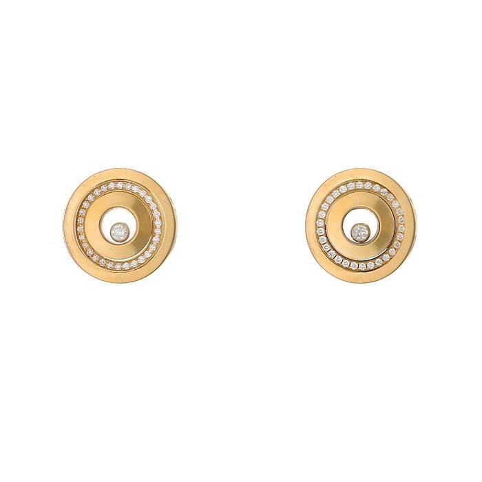 18K Yellow Gold and Diamond Chopard Happy Spirit Earrings - Gemaee UAE