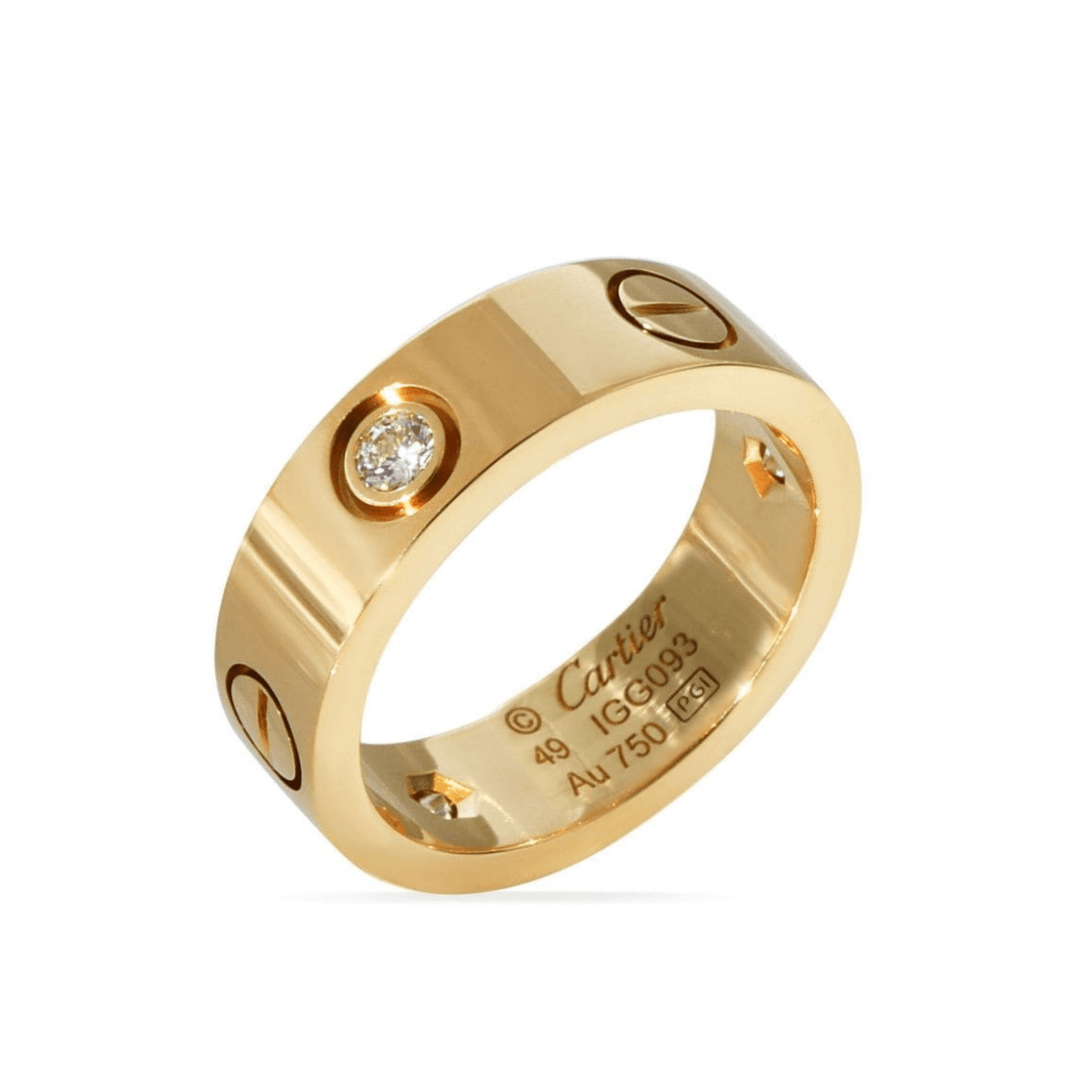 18K Yellow Gold Cartier’s Love Diamond Ring - Gemaee UAE