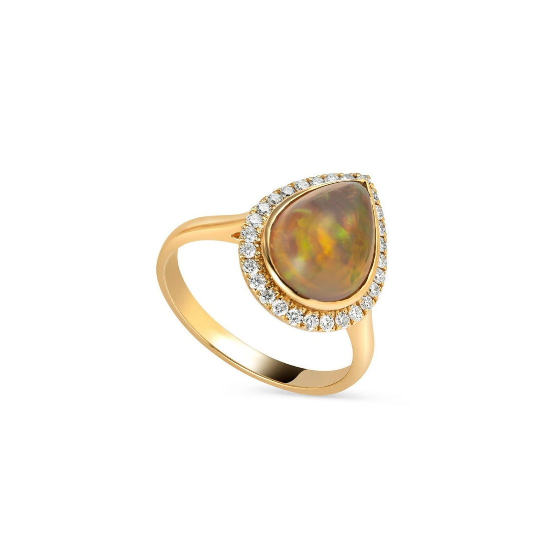 18K Yellow Gold Opal Ring - Gemaee UAE