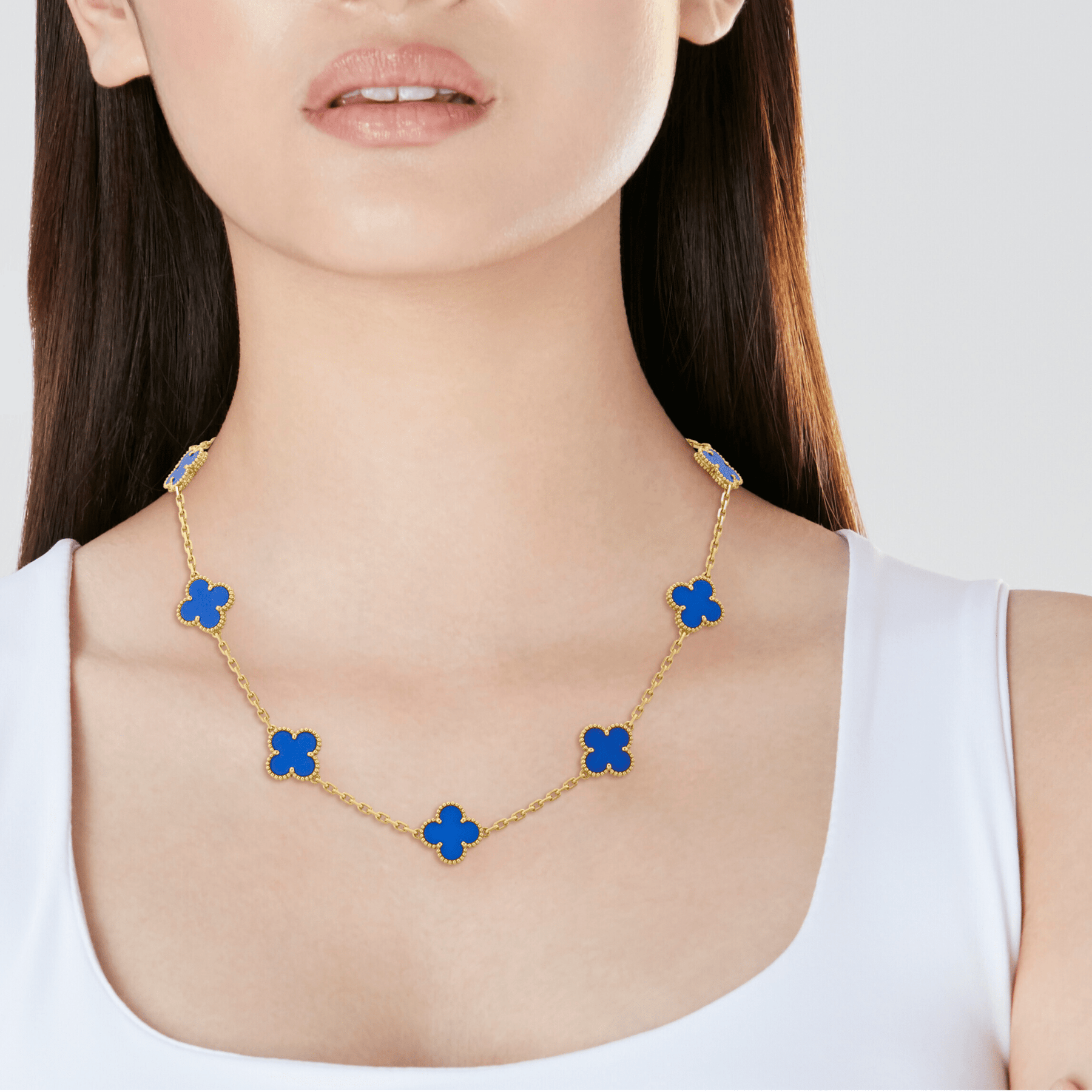 Van cleef sales alhambra necklace blue
