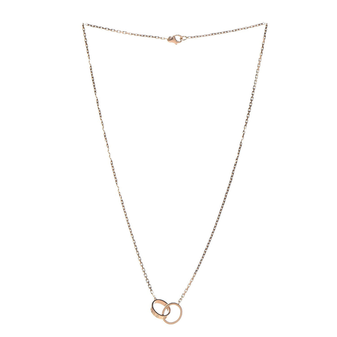 Cartier 18K Pink Gold Diamond Interlocking LOVE Necklace - Gemaee UAE