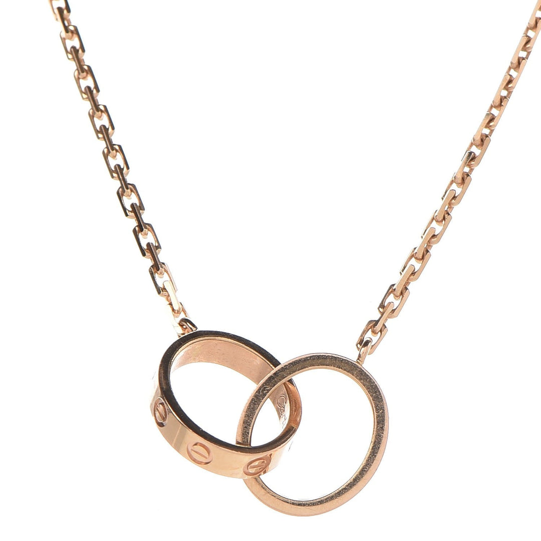 Cartier 18K Pink Gold Diamond Interlocking LOVE Necklace - Gemaee UAE