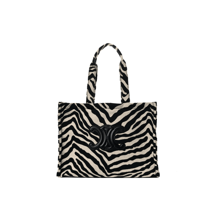 Céline Zebra Pattern Tote Bag Black Beige - Gemaee UAE