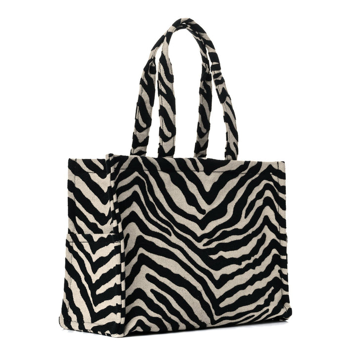 Céline Zebra Pattern Tote Bag Black Beige - Gemaee UAE