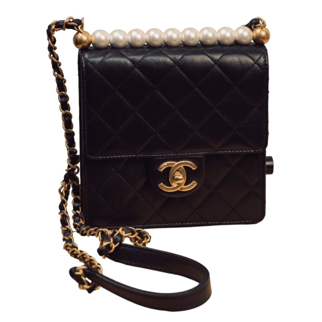 Chanel Black Quilted Lambskin Small Chic Pearls Gold Hardware, 2020 - Gemaee UAE