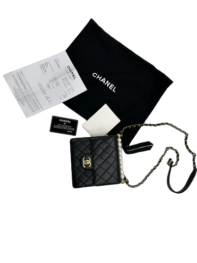 Chanel Black Quilted Lambskin Small Chic Pearls Gold Hardware Bag, 2020 - Gemaee UAE