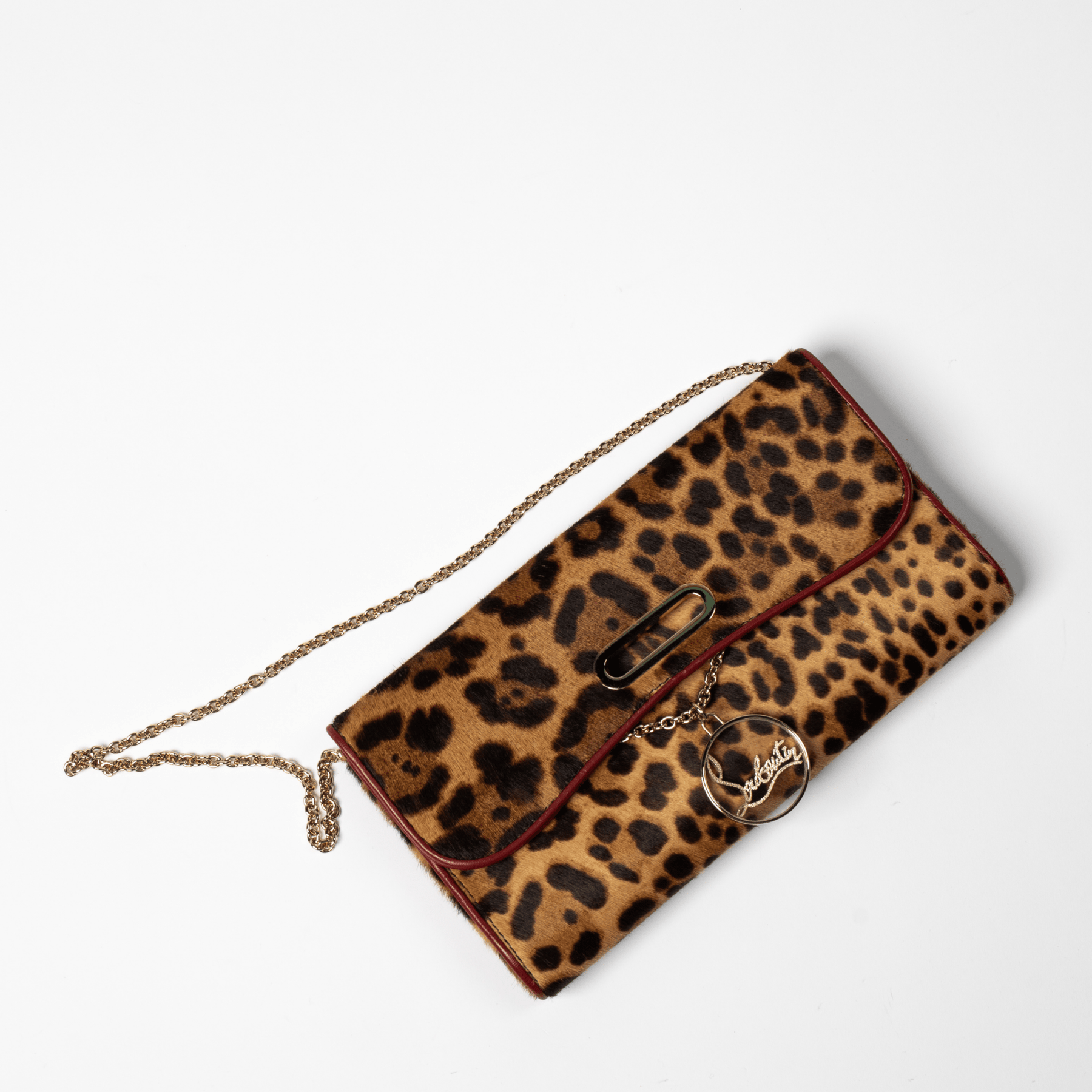 Christian Louboutin Riviera Flapover Clutch Bag Leopard