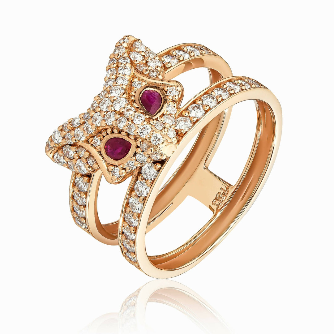 GAYA RING DIAMOND RUBY ROSE GOLD - Gemaee UAE