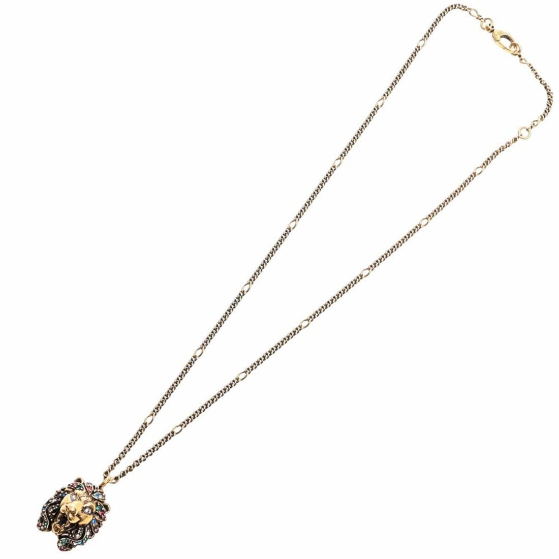 Gucci Colored Rhinestone Lion Head Necklace Gold Women s Gemaee UAE