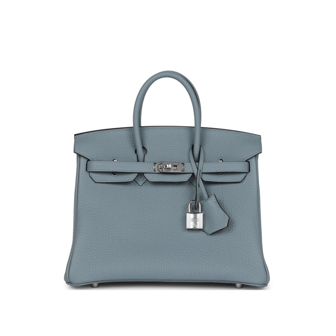 Hermès Birkin 25 Bleu Lin Verso Togo Palladium Hardware Bag - Gemaee UAE