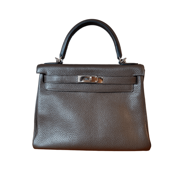 Hermès Kelly 32 Clemence in Coffee color with palladium hardware - Gemaee UAE