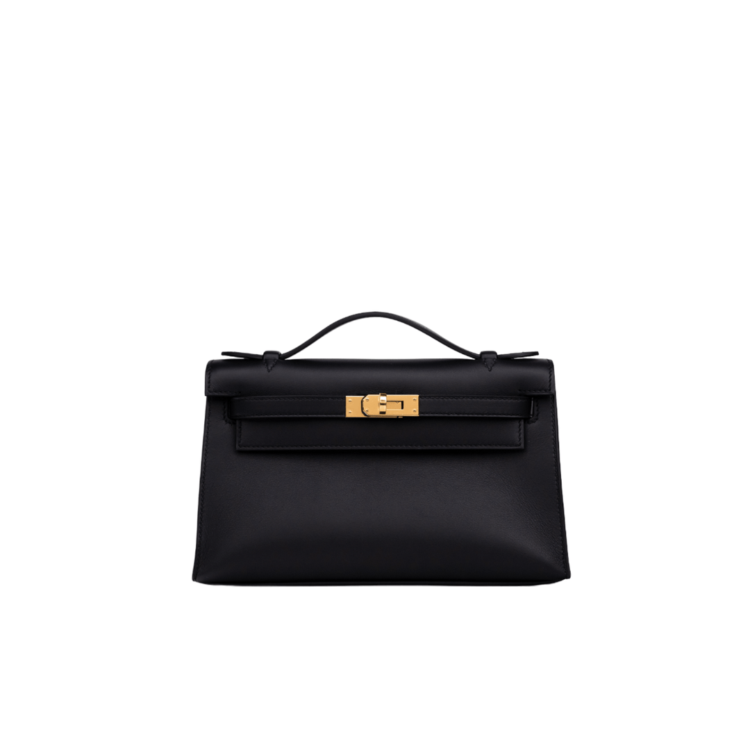 Hermès Kelly Pochette Swift Leather Black - Gemaee UAE