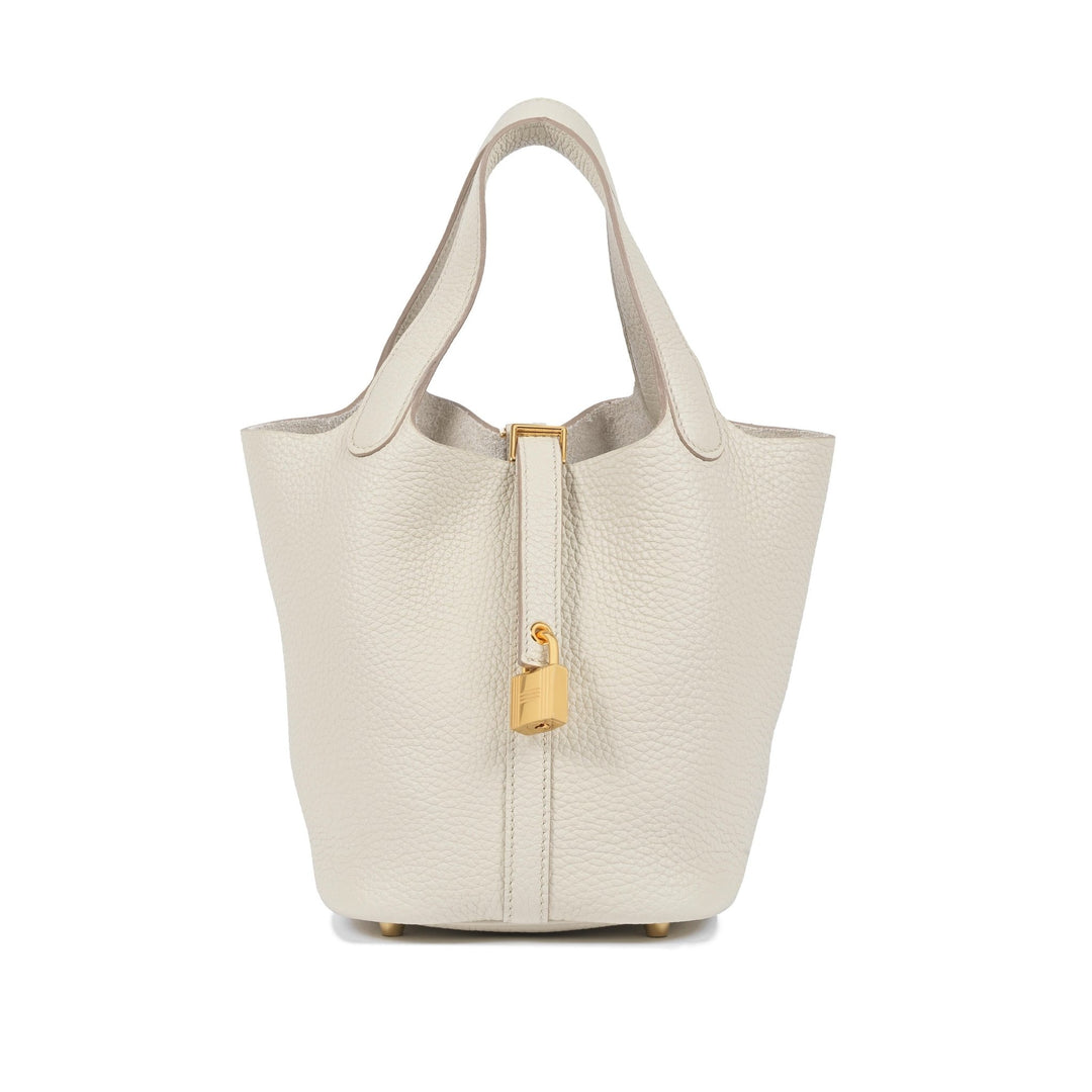 Hermès Picotin Clemence 22 in Beton Color with Gold Hardware - Gemaee UAE