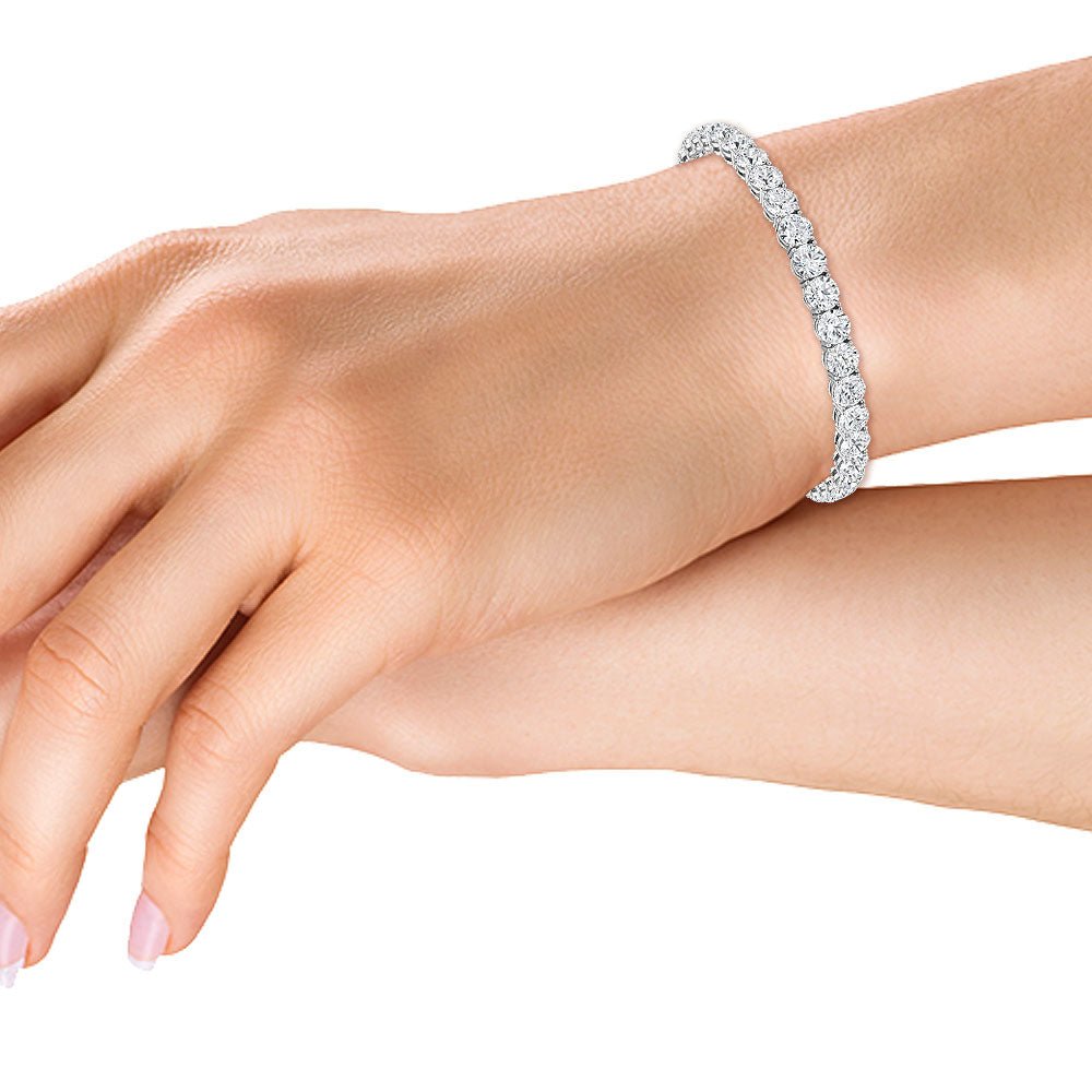 9 Kt White Gold 1.00 Ct Round Brilliant Cut Diamond Tennis Bracelet,  Weight: 15 Gram at Rs 81000/piece in Jaipur