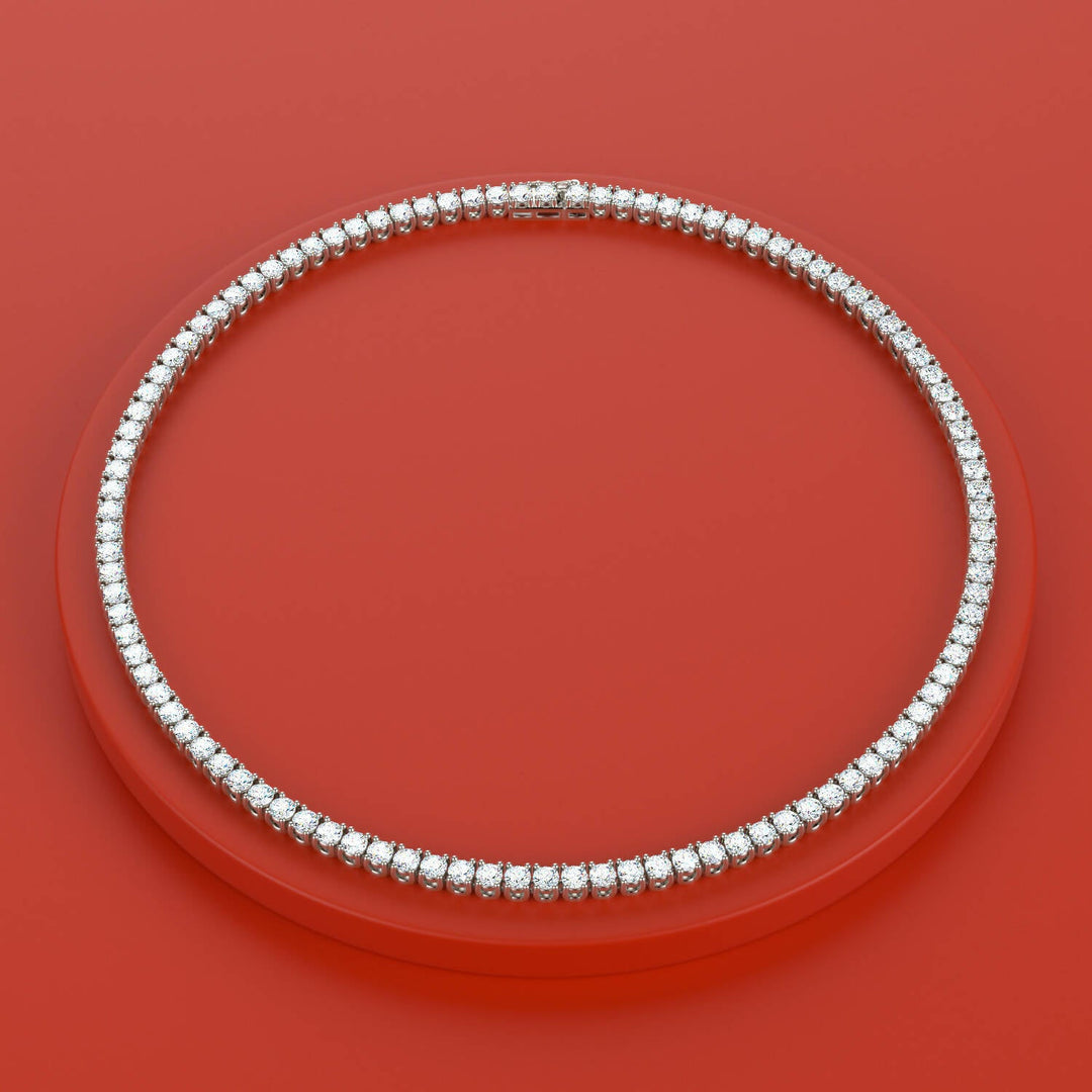 Lab-Grown full Diamond Tennis Necklace 25 CT TW - Gemaee UAE