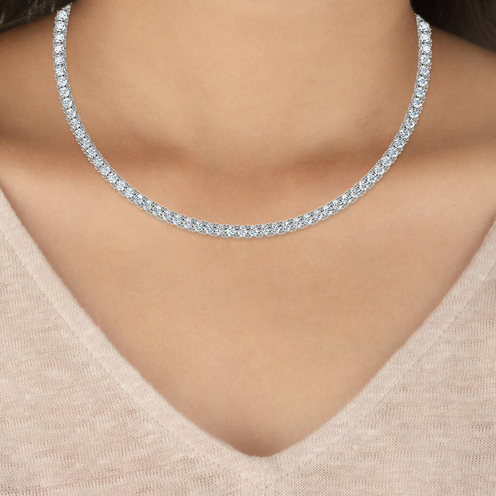 Lab-Grown Full Diamond Tennis Necklace 32 CT TW - Gemaee UAE