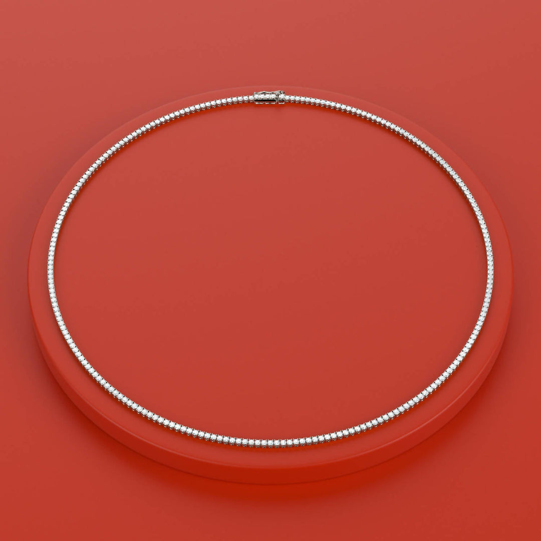 Lab-Grown Full Diamond Tennis Necklace 5 CT TW - Gemaee UAE