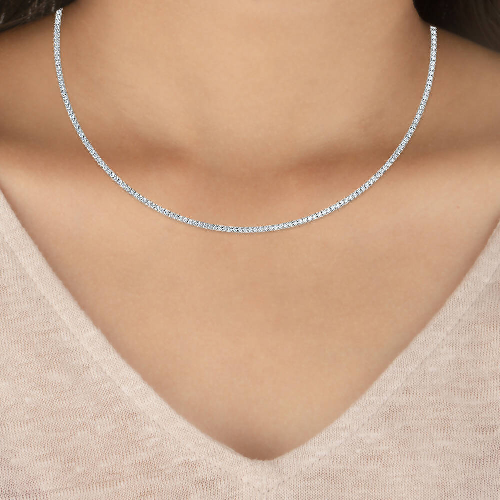 Lab-Grown Full Diamond Tennis Necklace 5 CT TW - Gemaee UAE