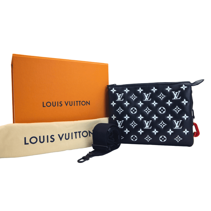 Louis Vuitton Black and White Monogram Embossed Puffy Lambskin Coussin Bag - Gemaee UAE