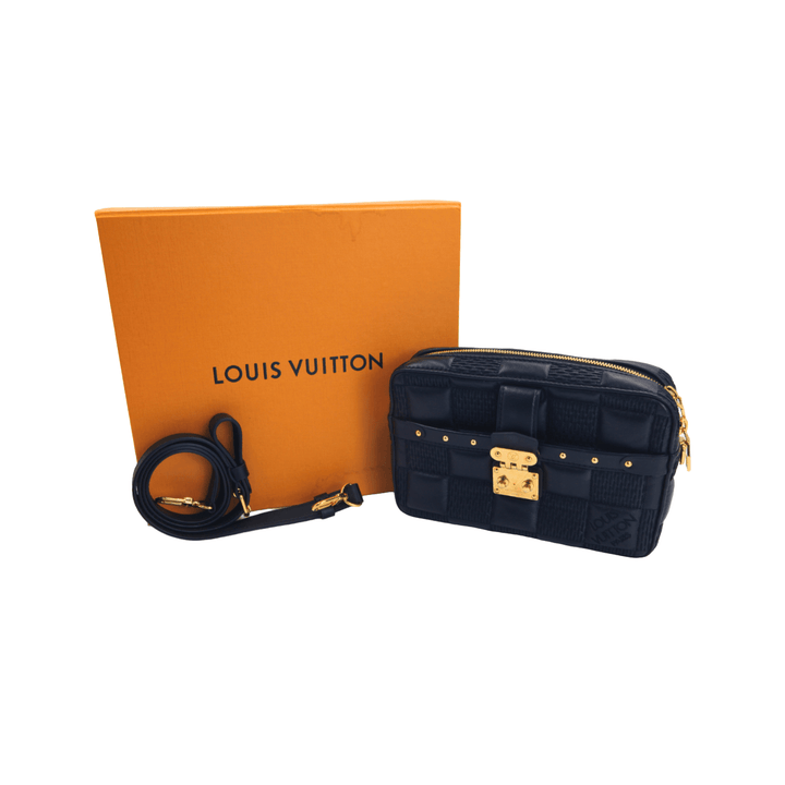 Louis Vuitton Lambskin Damier Quilt Troca MM Black Bag - Gemaee UAE