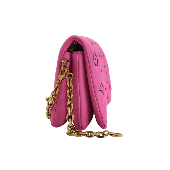 Louis Vuitton Pink/Purple Lambskin Leather Pochette Coussin Crossbody Bag - Gemaee UAE