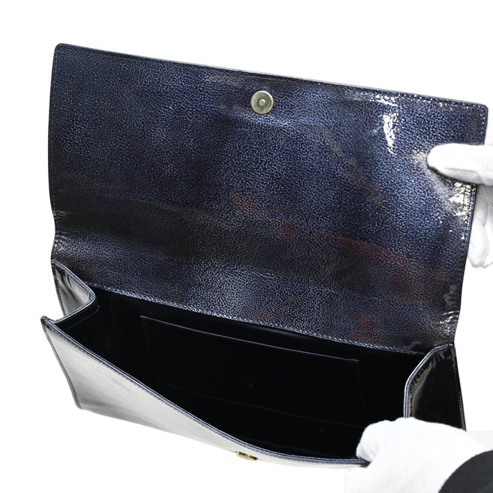 Saint Laurent Blue Patent Leather Clutch - Gemaee UAE