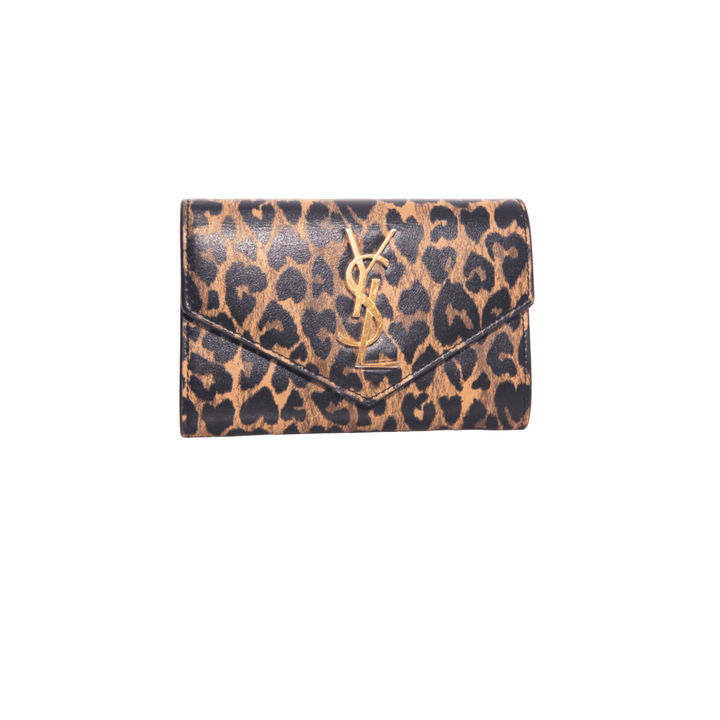 SAINT LAURENT Leopard Print Small Envelope Wallet - Gemaee UAE