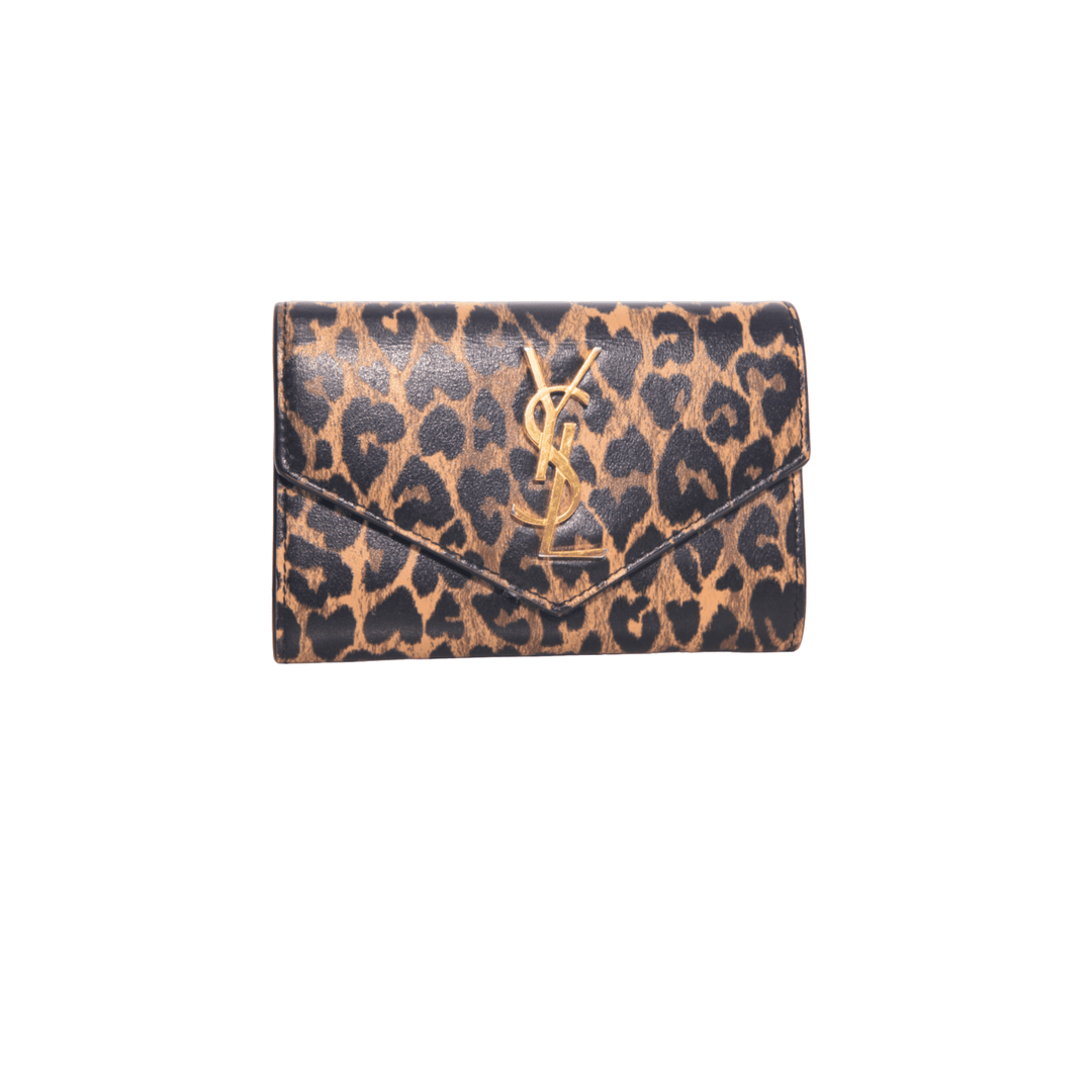 SAINT LAURENT Leopard Print Small Envelope Wallet - Gemaee UAE