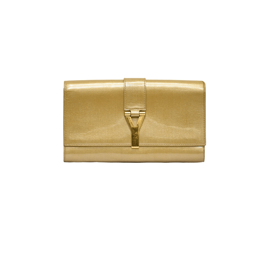 Saint Laurent Y Golden Clutch Bag - Gemaee UAE