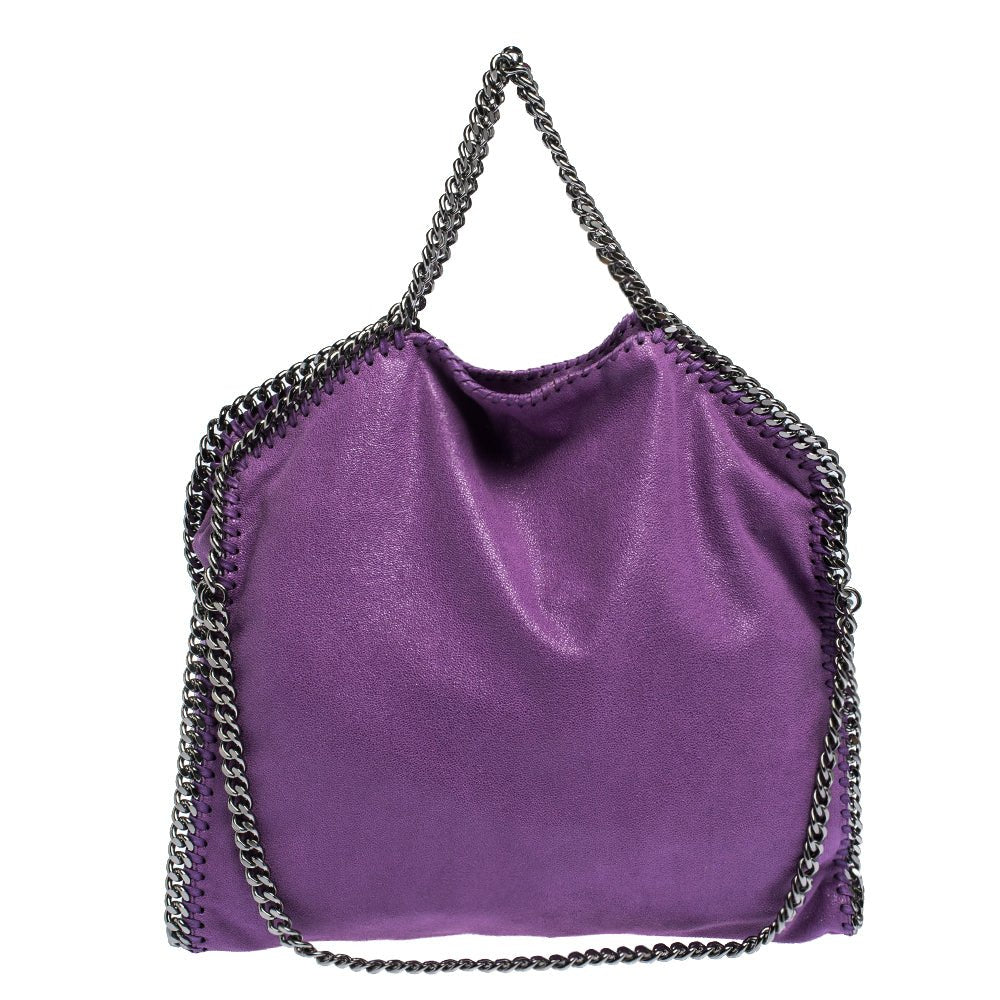 STELLA MCCARTNEY PURPLE FAUX LEATHER SMALL FALABELLA TOTE BAG - Gemaee UAE