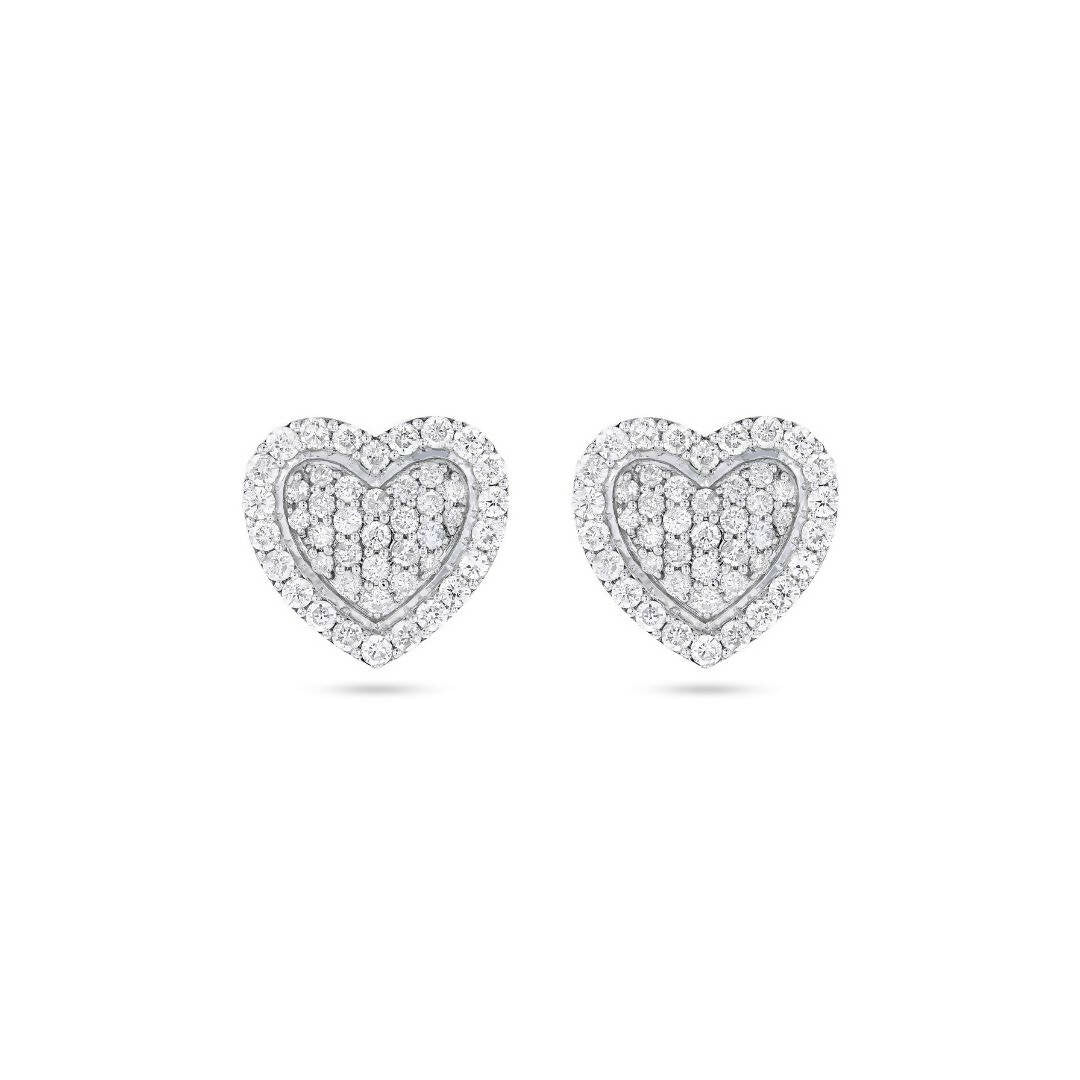 White Gold & Diamond Earrings-Art of Loving Hearts - Gemaee UAE